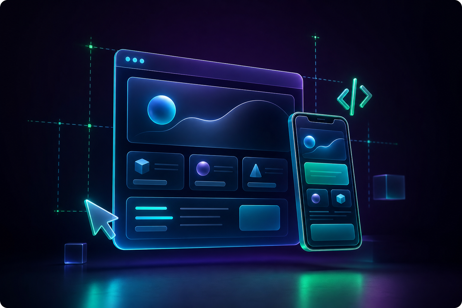Diseño de página web adaptable mostrado en computador y teléfono móvil